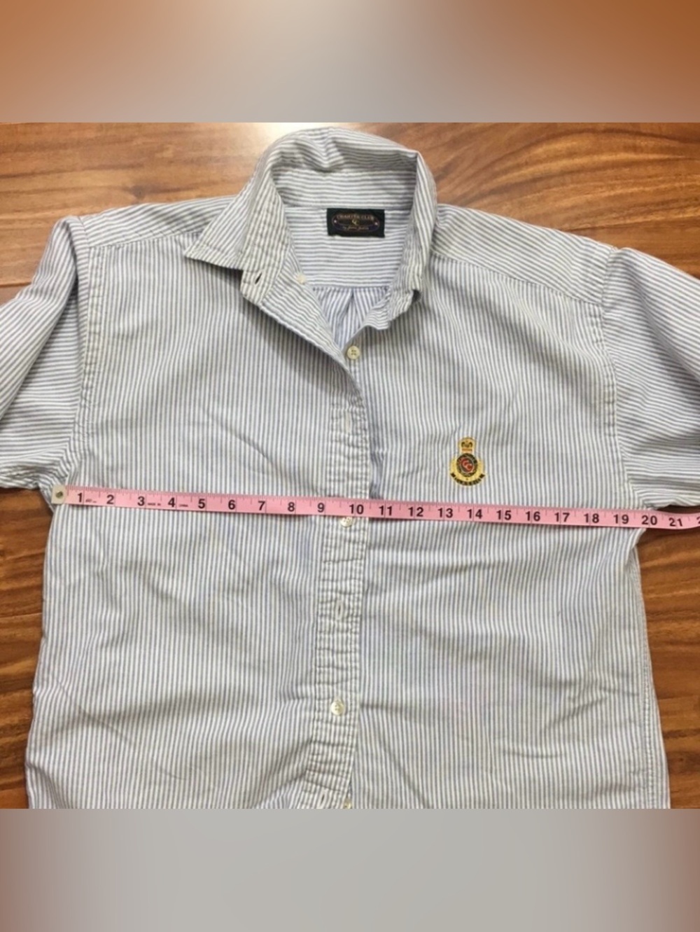 Vintage Charter Club Womens Blue White Stripe Cotton Button Shirt Size 8 Coastal - Picture 14 of 16